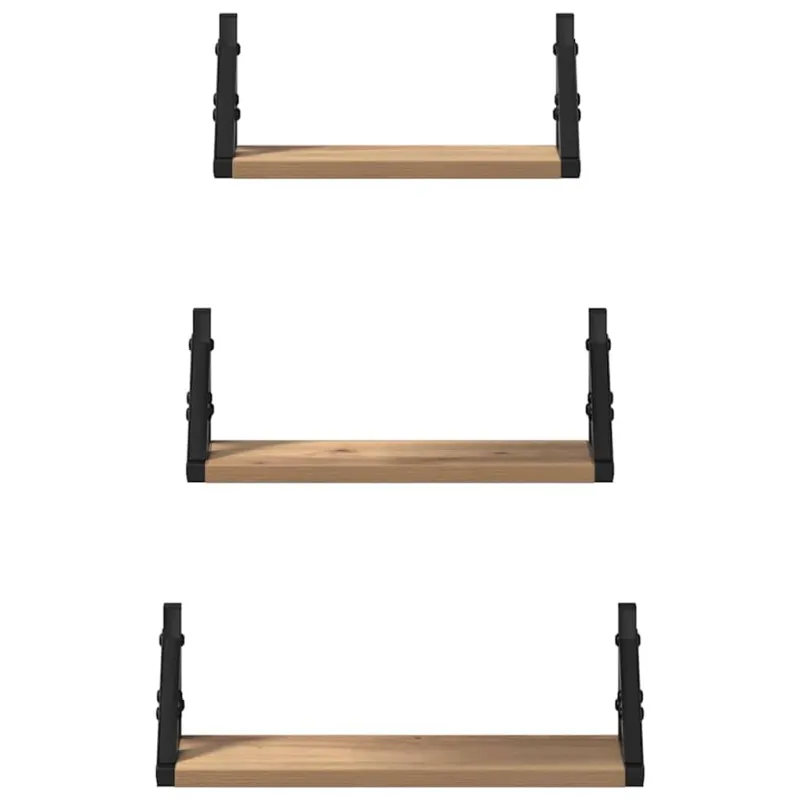 Sieninė lentyna Tvirtinamas prie sienos 3 pcs Dūminis ąžuolas
