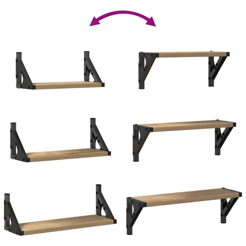 Sieninė lentyna Tvirtinamas prie sienos 3 pcs Dūminis ąžuolas