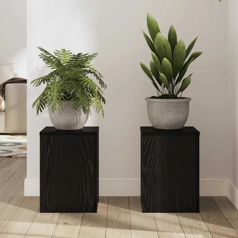 Augalų stovas 2 pcs Juodas ąžuolas 25 x 25 x 35 cm