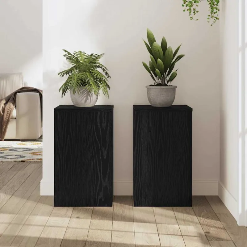 Augalų stovas 2 pcs Juodas ąžuolas 30 x 30 x 50 cm