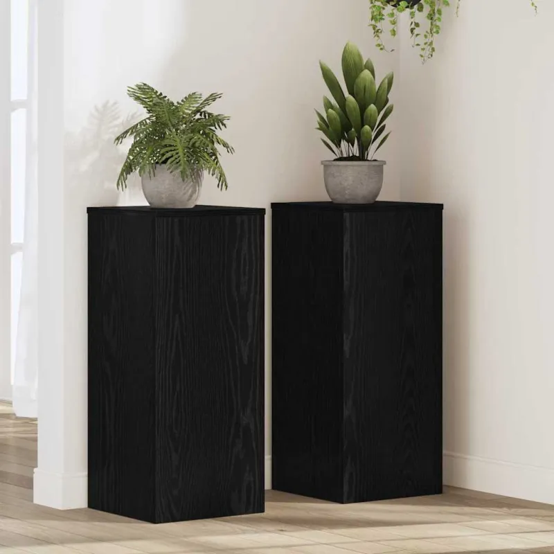 Augalų stovas 2 pcs Juodas ąžuolas 30 x 30 x 70 cm