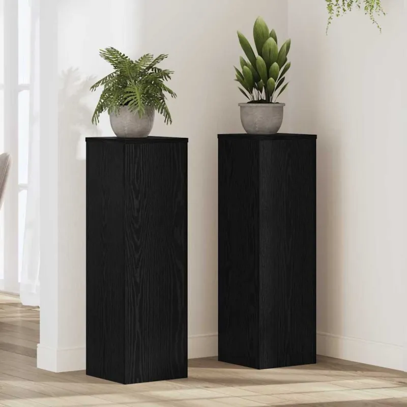 Augalų stovas 2 pcs Juodas ąžuolas 25 x 25 x 80 cm
