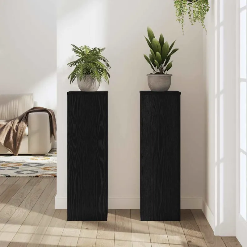 Augalų stovas 2 pcs Juodas ąžuolas 25 x 25 x 80 cm