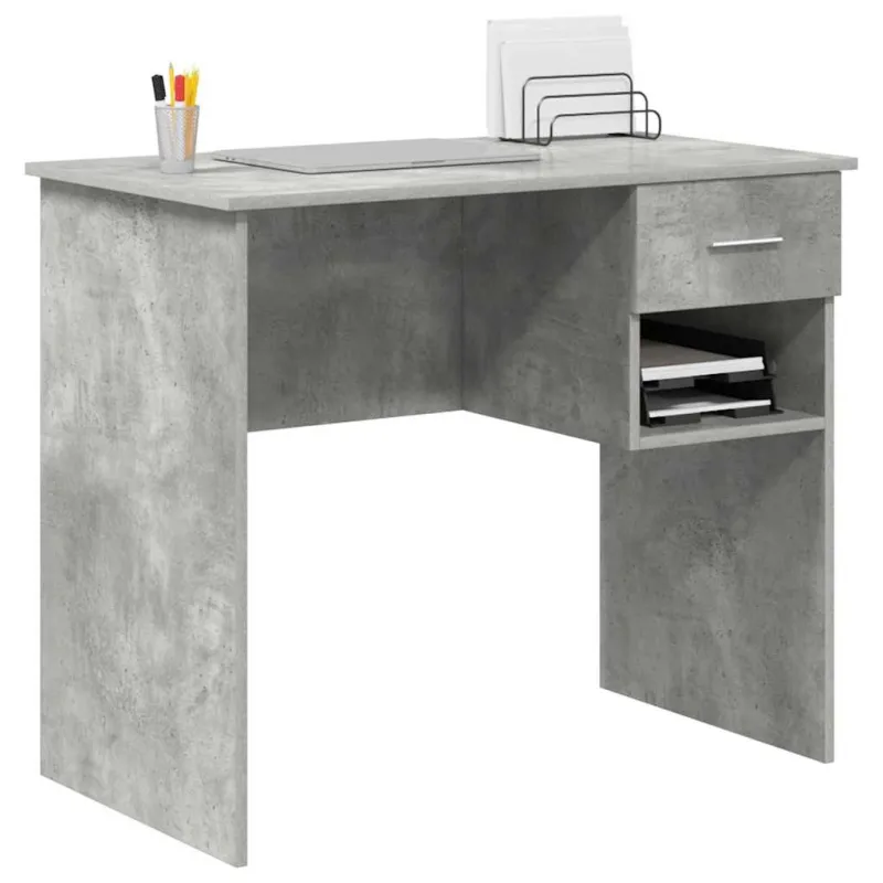 Stalas su stalčių Betono pilka 90 x 49 x 75 cm Apdirbta mediena