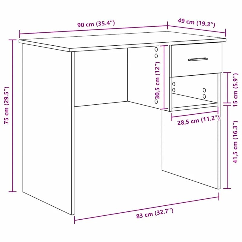 Stalas Senovinis medis 90 x 49 x 75 cm Apdirbta mediena