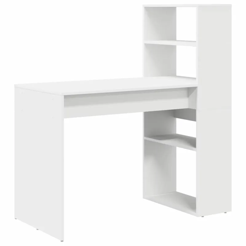 Stalas su lentyna Balta 113 x 54 x 120 cm Apdirbta mediena