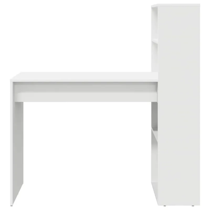 Stalas su lentyna Balta 113 x 54 x 120 cm Apdirbta mediena