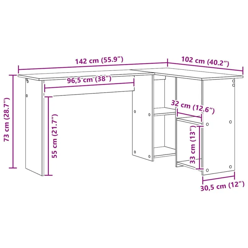 Stalas Pilkas Sonoma 142 x 102 x 73 cm Apdirbta mediena