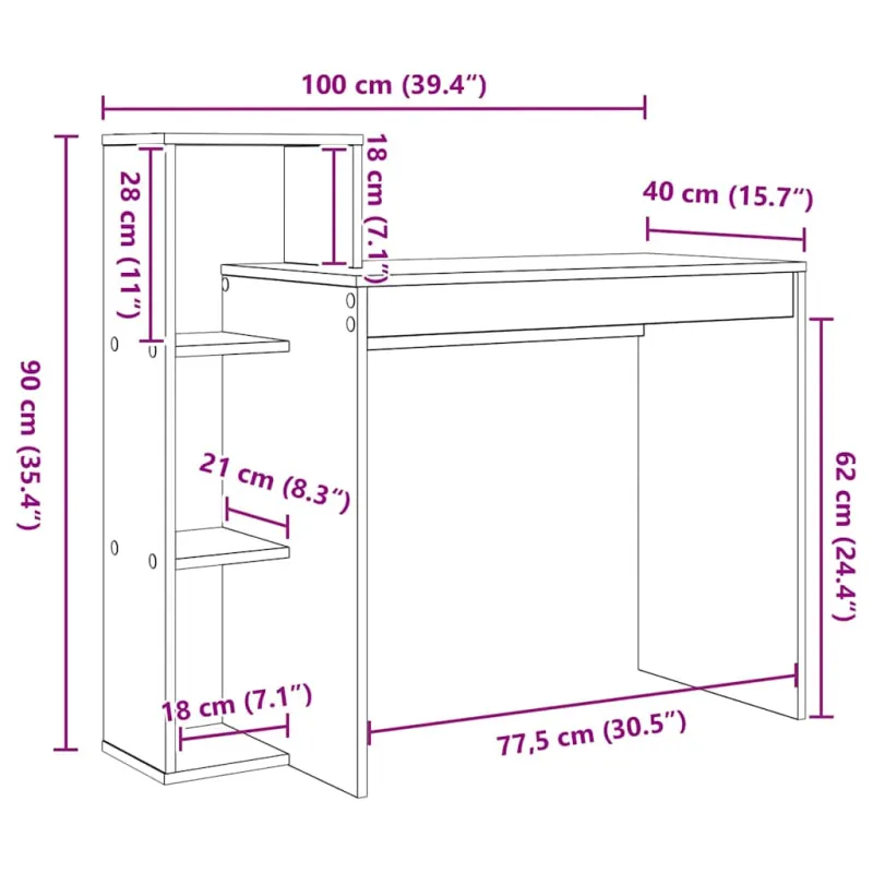 Stalas Pilkas Sonoma 100 x 40 x 90 cm Apdirbta mediena