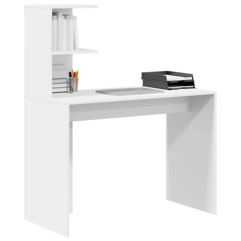 Stalas su lentyna Balta 102 x 50 x 124 cm Apdirbta mediena