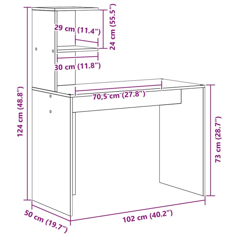 Stalas Betono pilka 102 x 50 x 124 cm Apdirbta mediena