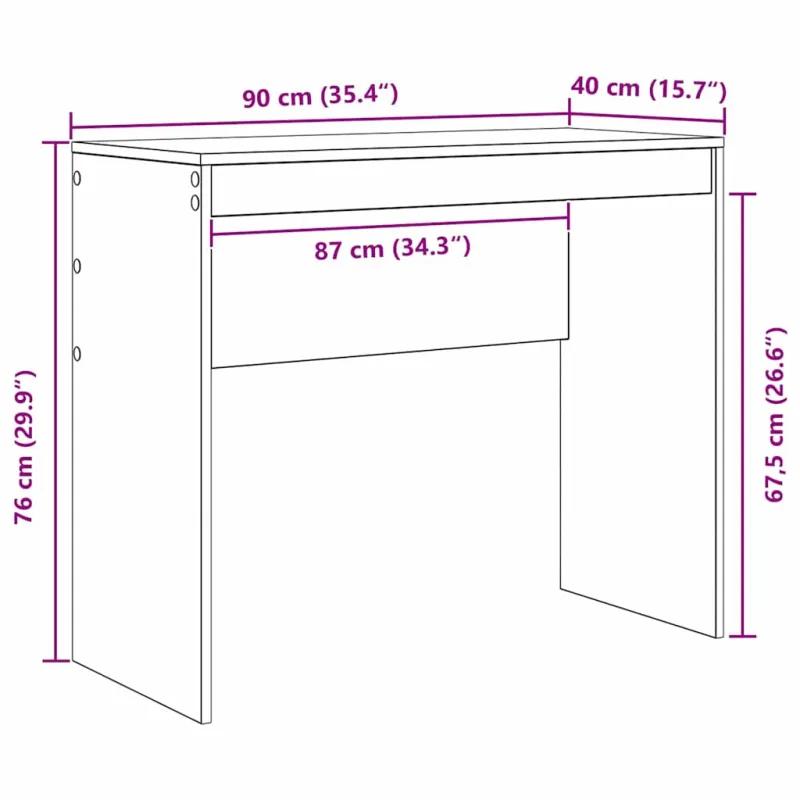 Stalas Pilkas Sonoma 90 x 40 x 76 cm