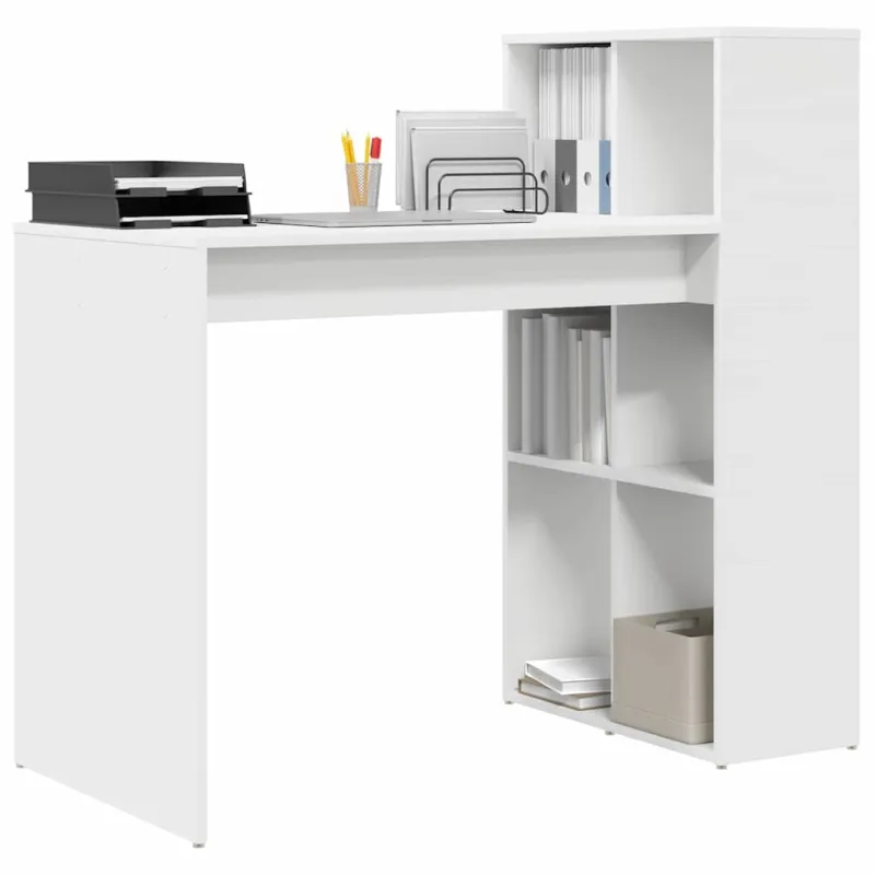 Stalas su lentyna Balta 108 x 55 x 103.5 cm Apdirbta mediena