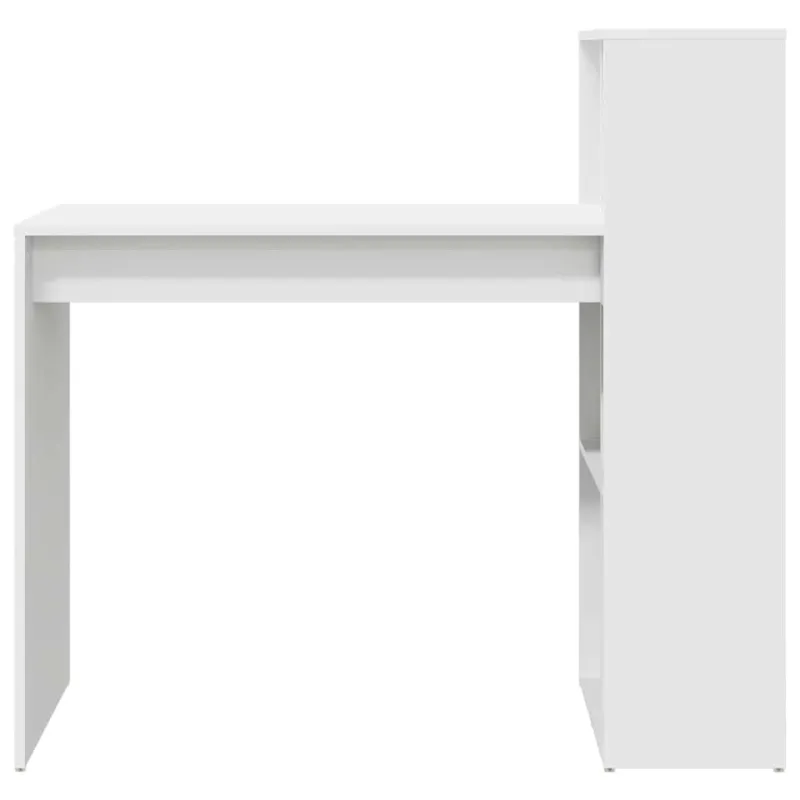 Stalas su lentyna Balta 108 x 55 x 103.5 cm Apdirbta mediena