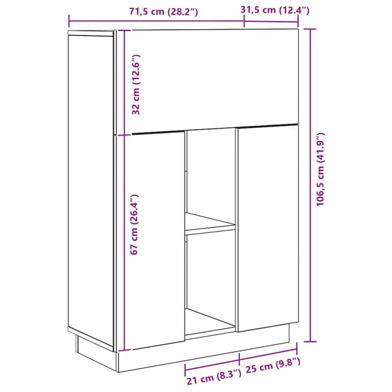 Stalas Rūkyta ąžuolas 71.5 x 31.5 x 106.5 cm Apdirbta mediena