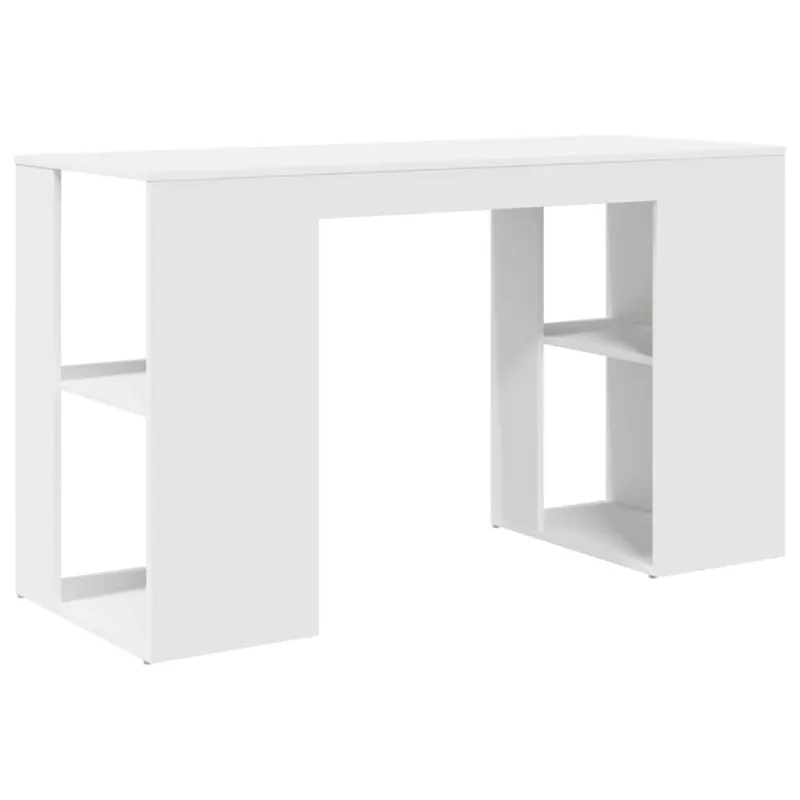 Stalas su lentyna Balta 130 x 50.5 x 75 cm Apdirbta mediena