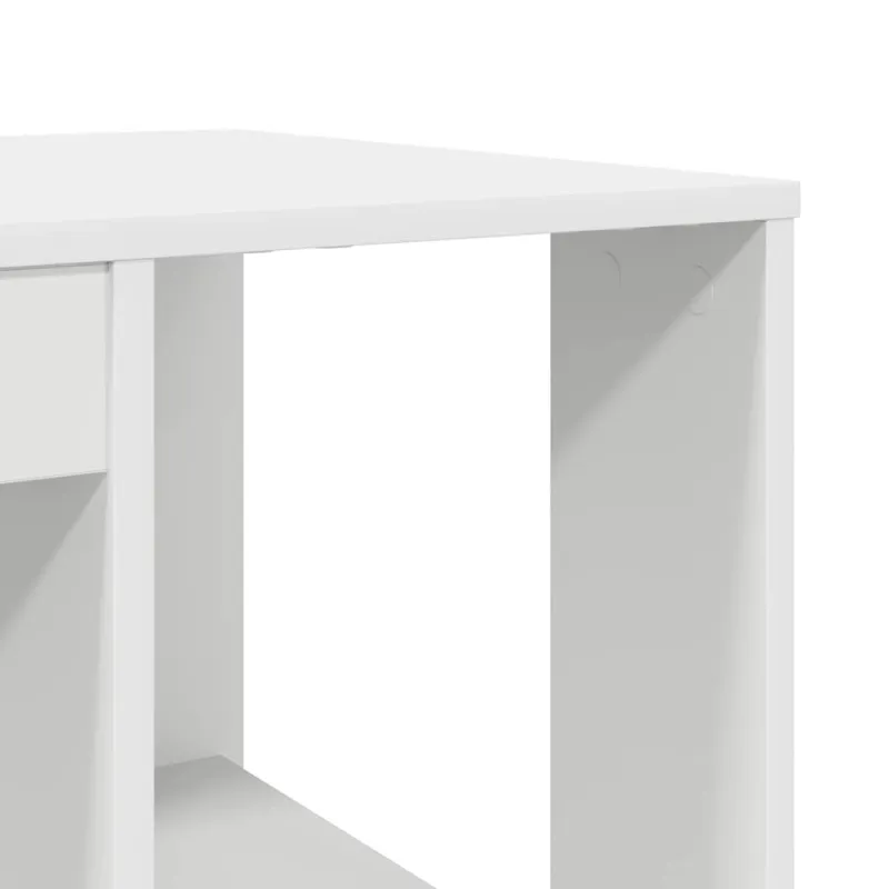 Stalas su lentyna Balta 130 x 50.5 x 75 cm Apdirbta mediena
