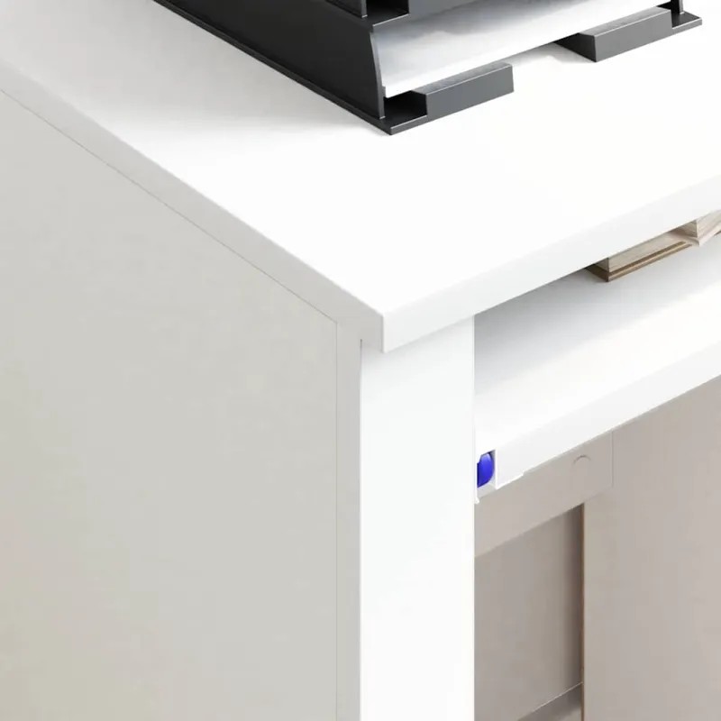 Stalas su ratais su ratu Balta 91 x 50 x 77 cm Apdirbta mediena