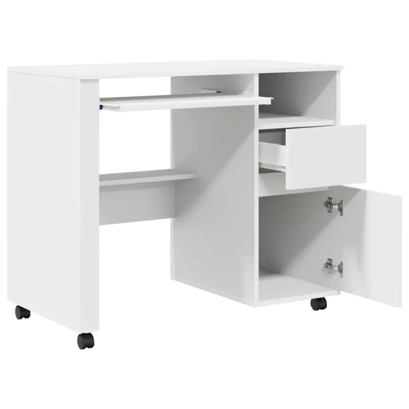 Stalas su ratais su ratu Balta 91 x 50 x 77 cm Apdirbta mediena