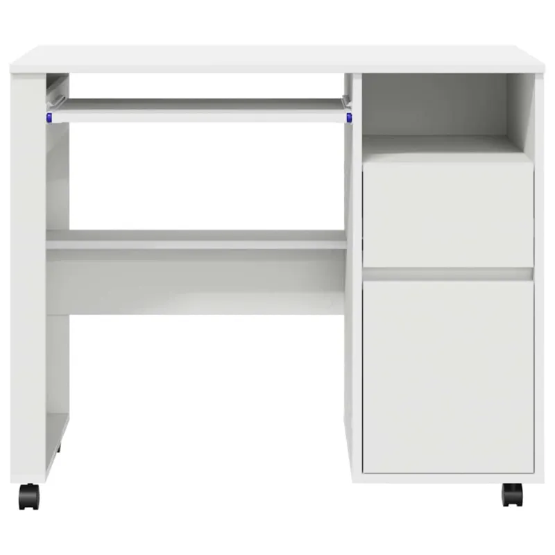 Stalas su ratais su ratu Balta 91 x 50 x 77 cm Apdirbta mediena