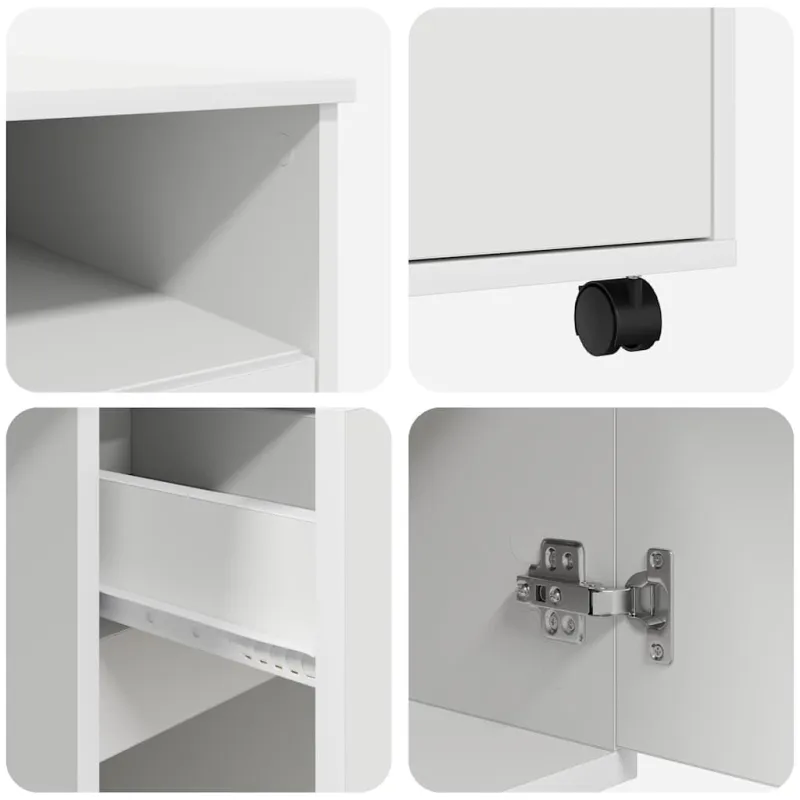 Stalas su ratais su ratu Balta 91 x 50 x 77 cm Apdirbta mediena