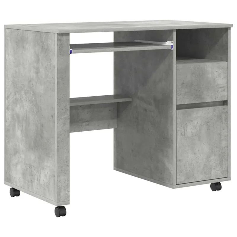 Stalas su ratais Betono pilka 91 x 50 x 77 cm Apdirbta mediena