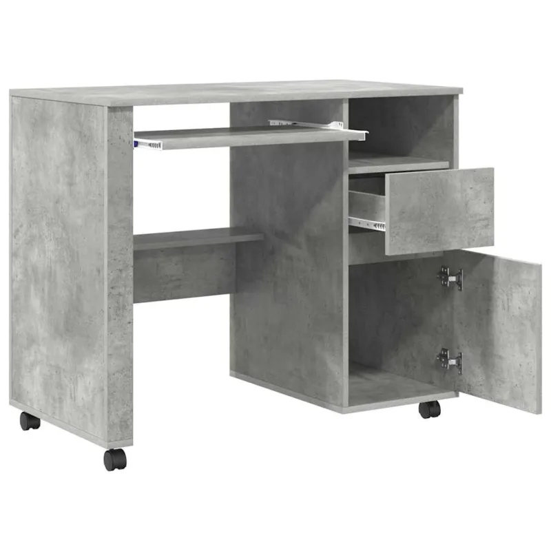 Stalas su ratais Betono pilka 91 x 50 x 77 cm Apdirbta mediena
