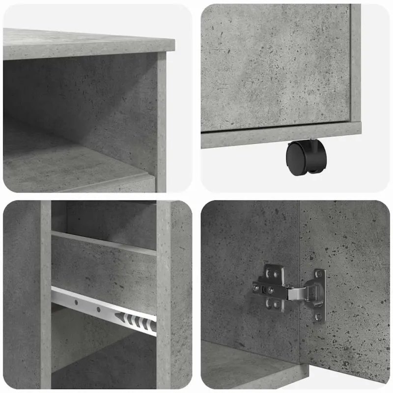 Stalas su ratais Betono pilka 91 x 50 x 77 cm Apdirbta mediena