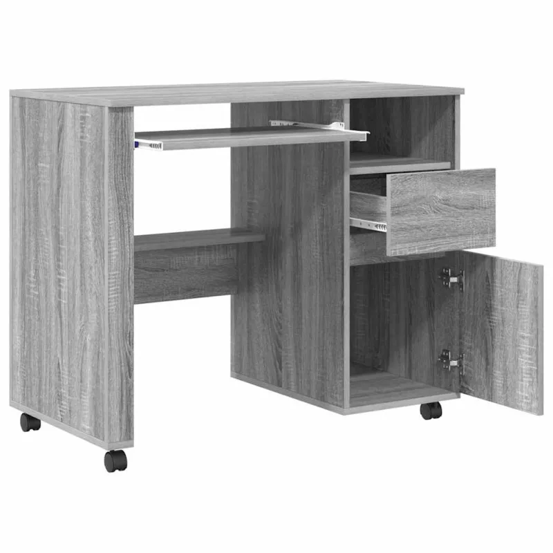 Stalas su ratais Pilkas Sonoma 91 x 50 x 77 cm Apdirbta mediena