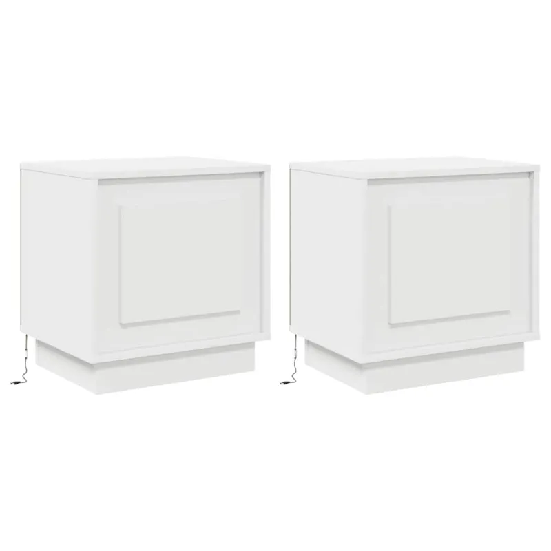 Šalia lovos spintelė 2 pcs Balta 44 x 34,5 x 45 cm