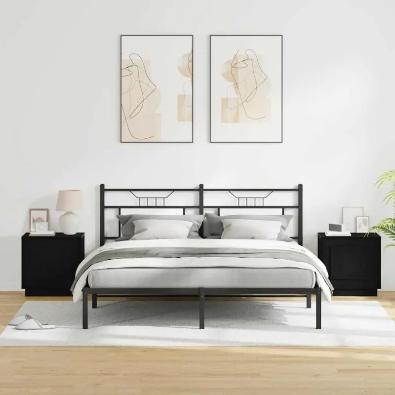 Šalia lovos spintelė 2 pcs Juoda 44 x 34,5 x 45 cm