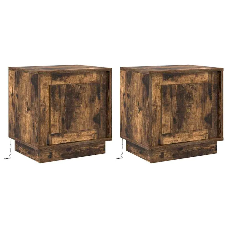Šalia lovos spintelė 2 pcs Rūkyta ąžuolas 44 x 34,5 x 45 cm