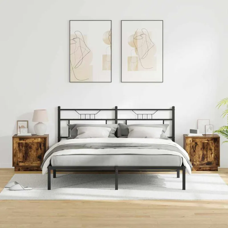Šalia lovos spintelė 2 pcs Rūkyta ąžuolas 44 x 34,5 x 45 cm