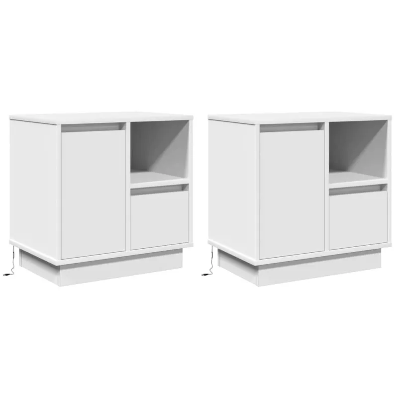 Šalia lovos spintelė su stalčių 2 pcs Balta 50 x 34,5 x 50 cm
