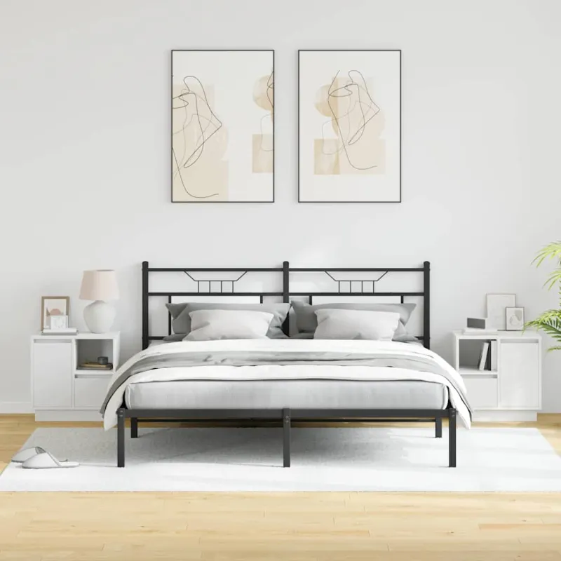 Šalia lovos spintelė su stalčių 2 pcs Balta 50 x 34,5 x 50 cm