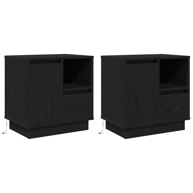 Šalia lovos spintelė 2 pcs Juodas ąžuolas 50 x 34,5 x 50 cm