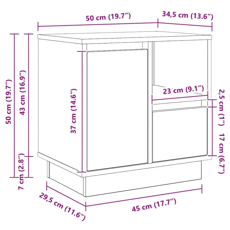 Šalia lovos spintelė 2 pcs Sonoma ąžuolas 50 x 34,5 x 50 cm