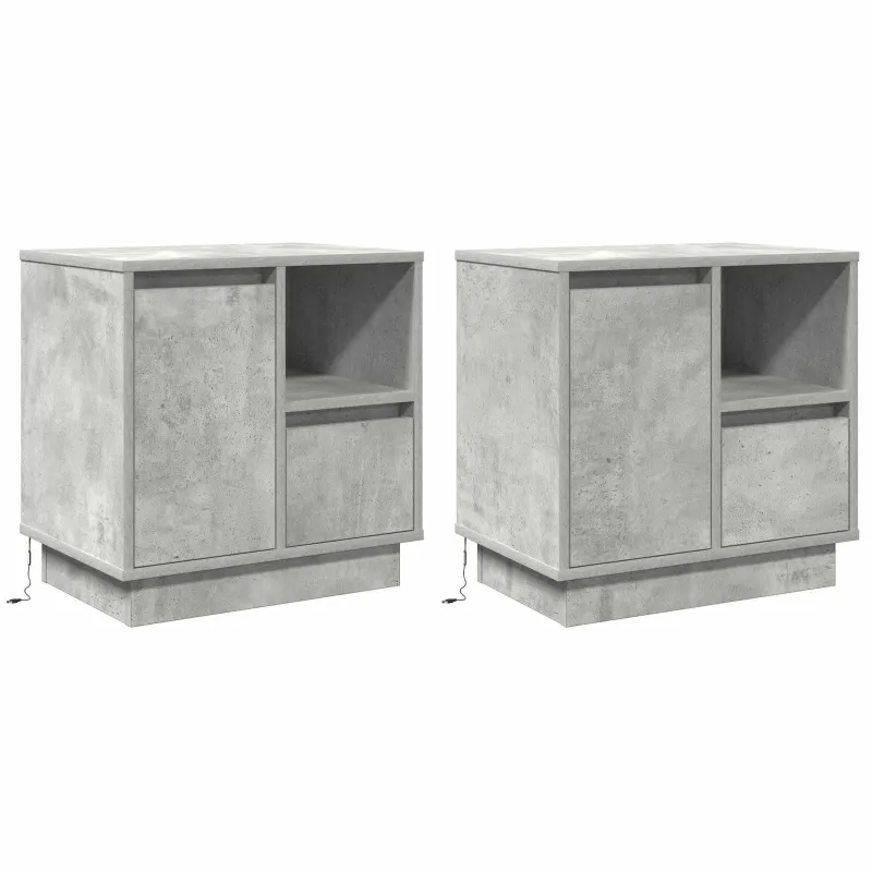 Šalia lovos spintelė 2 pcs Betono pilka 50 x 34,5 x 50 cm