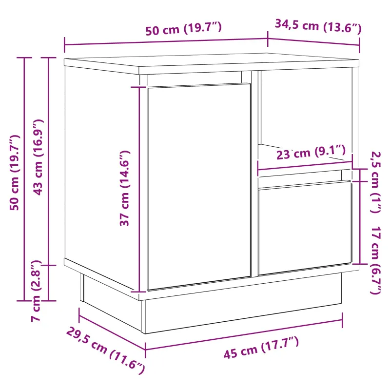 Šalia lovos spintelė 2 pcs Betono pilka 50 x 34,5 x 50 cm