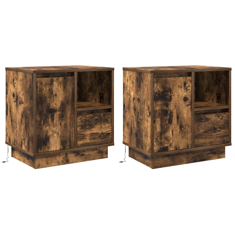 Šalia lovos spintelė 2 pcs Rūkyta ąžuolas 50 x 34,5 x 50 cm