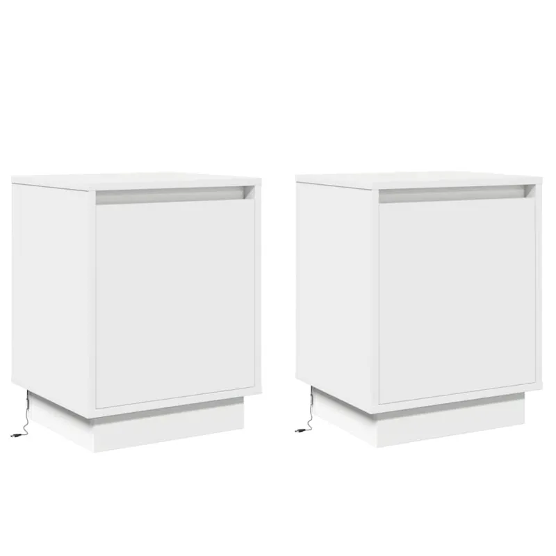 Šalia lovos spintelė 2 pcs Balta 39 x 34,5 x 50 cm
