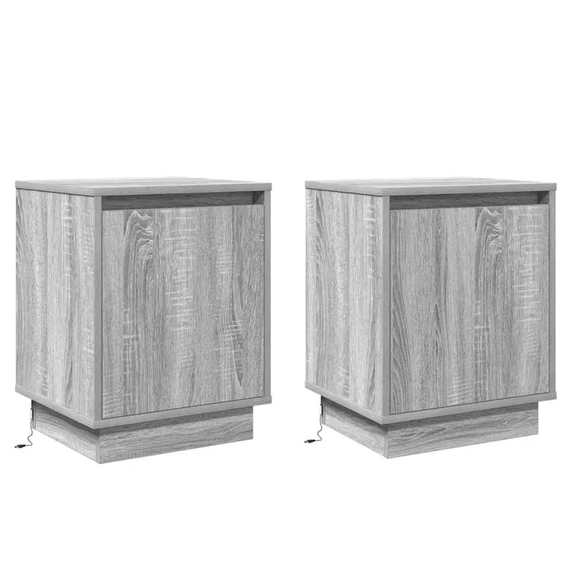 Šalia lovos spintelė 2 pcs Pilka 39 x 34,5 x 50 cm