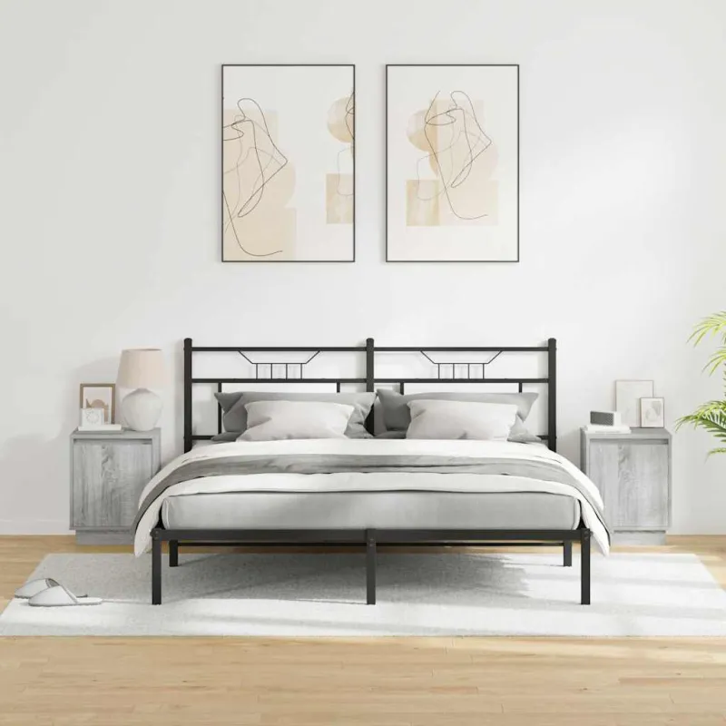 Šalia lovos spintelė 2 pcs Pilka 39 x 34,5 x 50 cm