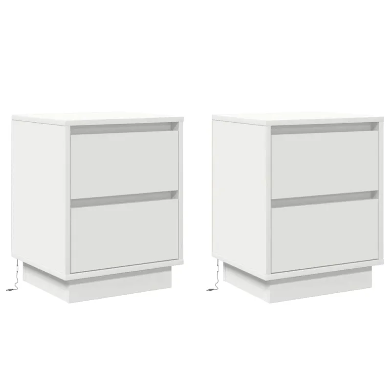 Šalia lovos spintelė su stalčių 2 pcs Balta 39 x 34,5 x 50 cm