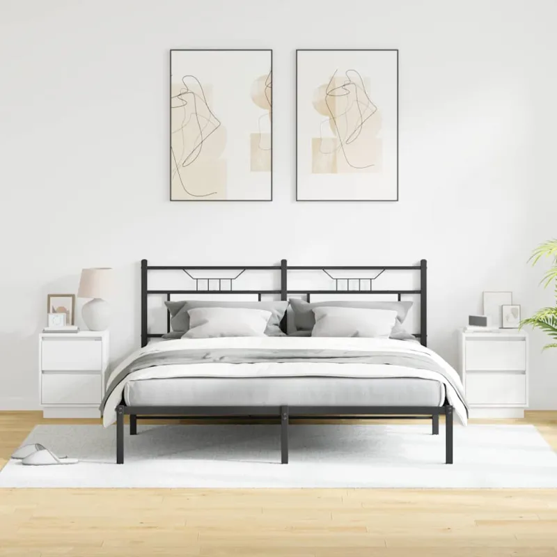Šalia lovos spintelė su stalčių 2 pcs Balta 39 x 34,5 x 50 cm