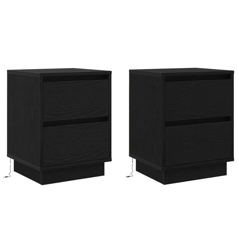 Šalia lovos spintelė 2 pcs Juodas ąžuolas 39 x 34,5 x 50 cm