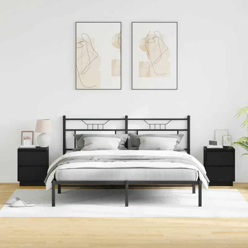 Šalia lovos spintelė 2 pcs Juodas ąžuolas 39 x 34,5 x 50 cm