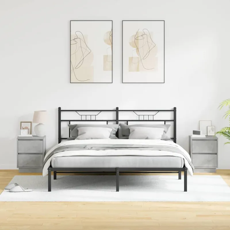 Šalia lovos spintelė 2 pcs Betono pilka 39 x 34,5 x 50 cm