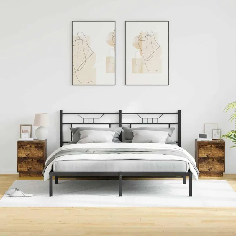 Šalia lovos spintelė 2 pcs Rūkyta ąžuolas 39 x 34,5 x 50 cm