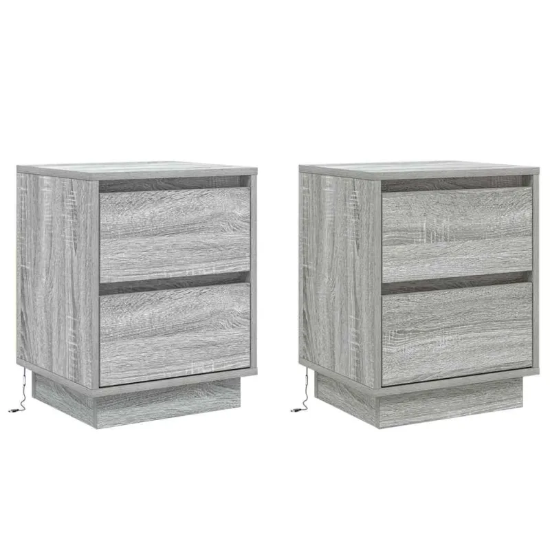Šalia lovos spintelė su stalčių 2 pcs Pilka 39 x 34,5 x 50 cm